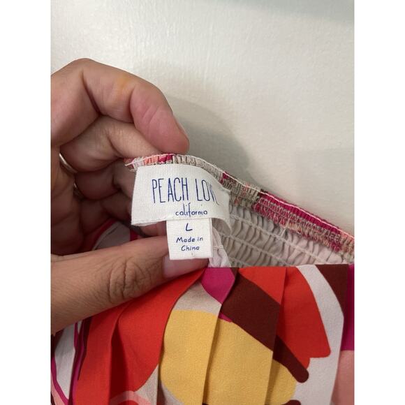 Peach Love California Maxi Dress Size L Bright Floral Cotton Wedding Summer - Picture 5 of 12